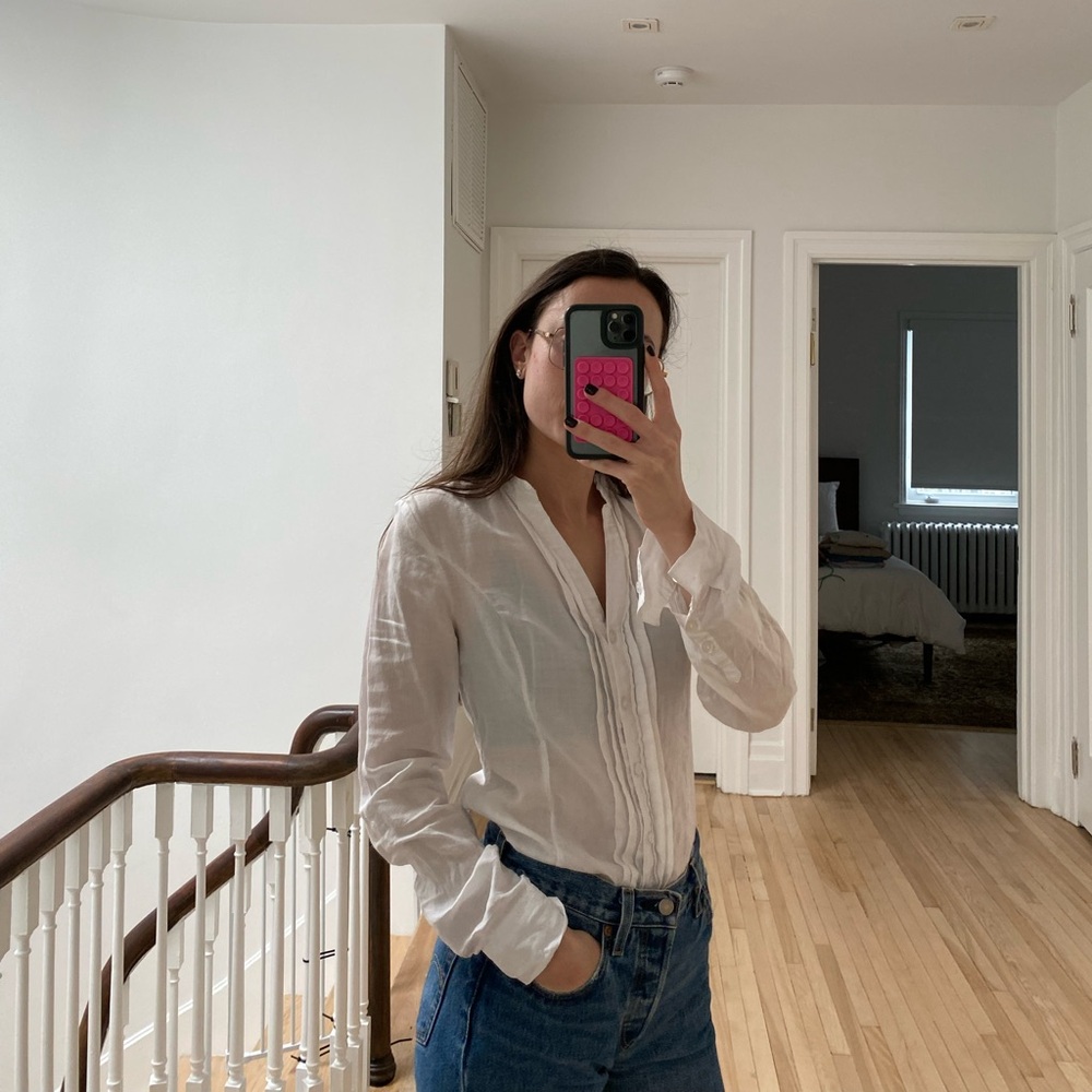 H&M Cream V-Neck Blouse